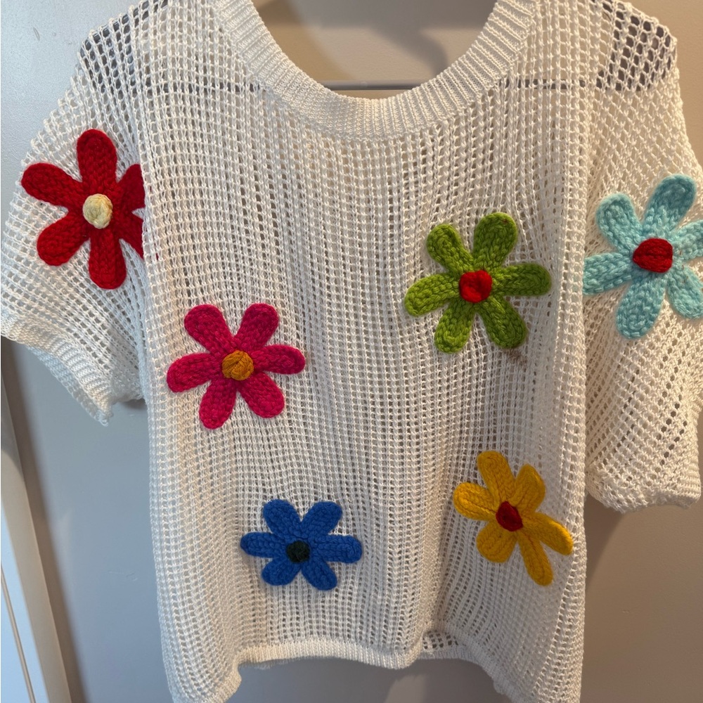 Colorful Floral Knit Top
